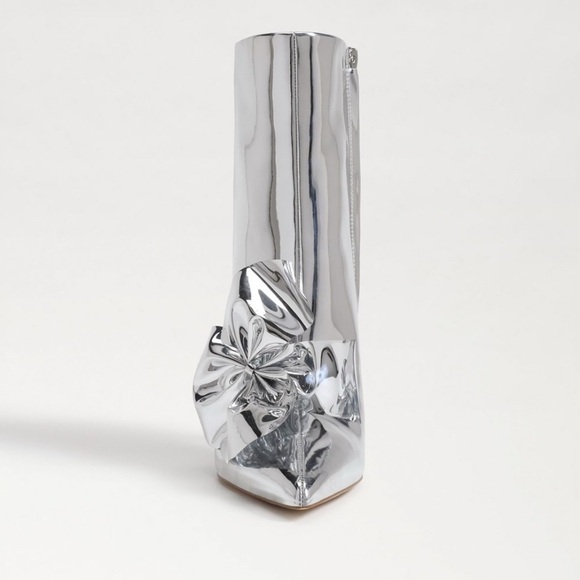 SAM EDELMAN $200 Esmae Stiletto Ankle Metallic Bootie Floral Detail Size 7.5 NEW - Picture 2 of 12